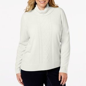 Karen Scott White Plus Size Turtleneck Sweater